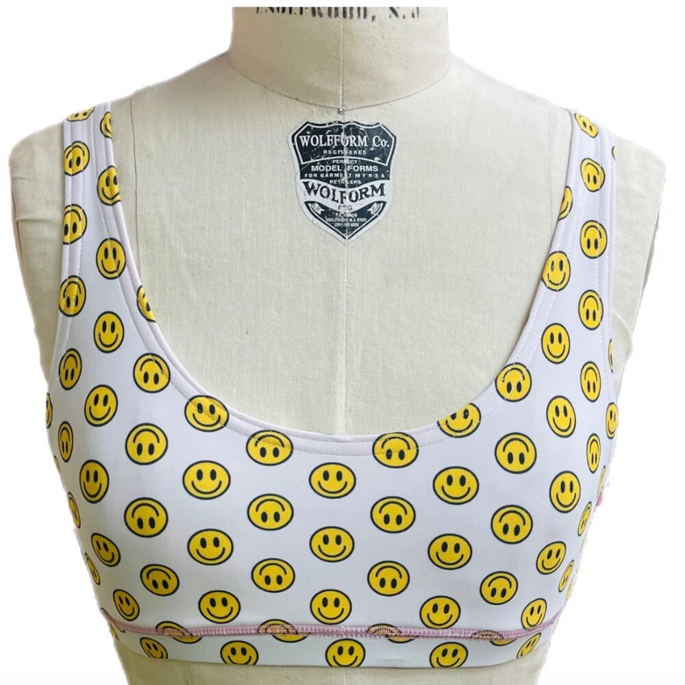 Brittany Allen "Be Happy" Micro Scoop Sports Bra  🙂 💛 🤍